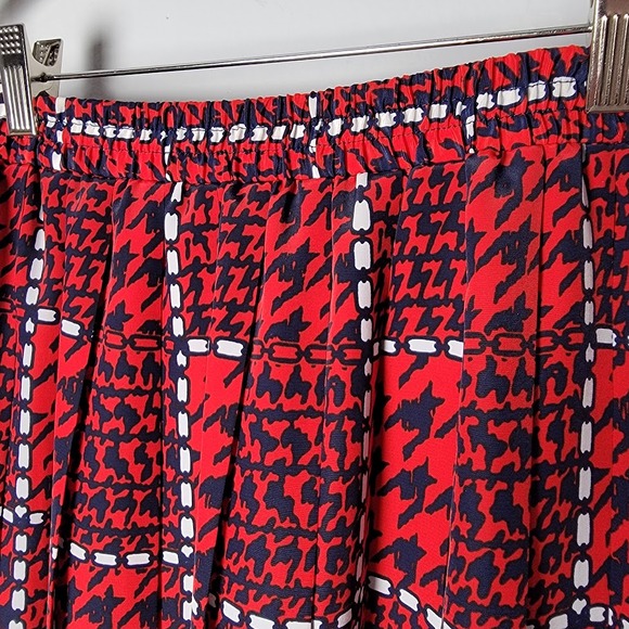 Andrea Gayle Collections Red Blue Houndstooth Midi Skirt Size 20 Elastic Waist - Picture 3 of 9